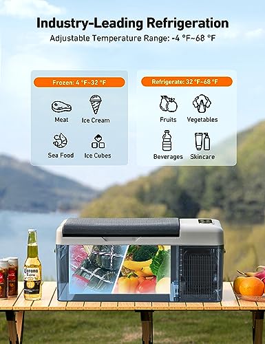 AstroAI 12 Volt Car Refrigerator, 12V Portable Freezer Camping Fridge Cooler (-4℉~68℉) with 12/24V DC & 110V AC for Car, RV, Truck, Van, Boat for Camping, Travel, Fishing Outdoor(15L)