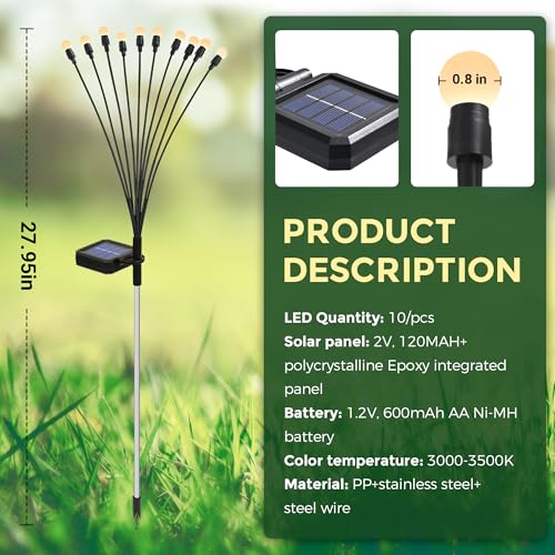 PATIOPIA Solar Garden Lights,Halloween Decorations Outdoor Lights 20 LED Firefly Garden Lights,Solar Lights for Outside,Solar Lights Outdoor Waterproof for Halloween,Christmas,Yard,Patio(Green)
