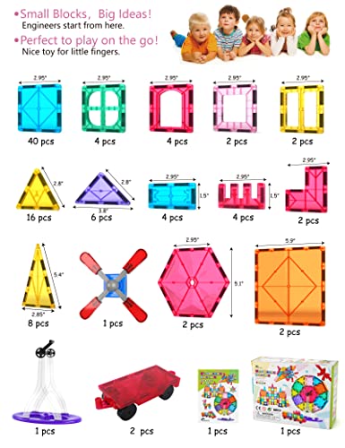 Jasonwell 65pcs Magnetic Tiles Building Blocks Set for Boys Girls Preschool Educational Magnet Construction Kit Stacking STEM Toys Christmas Birthday Gift for Kids Toddler 3 4 5 6 7 8 9 10 + Year Old