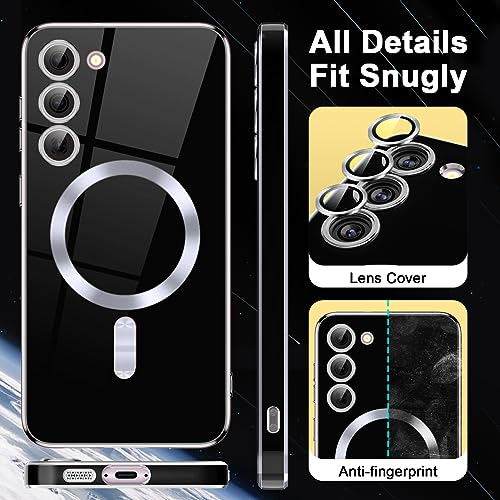 YSLBWLE for Galaxy S23 Ultra Case,[Compatible with Magnetic],[10 FT Military Grade Drop Protection][Anti Yellowing]Slim Soft TPU Luxury Protective Phone Case for Galaxy S23 Ultra-Black 11-sam s23u-06