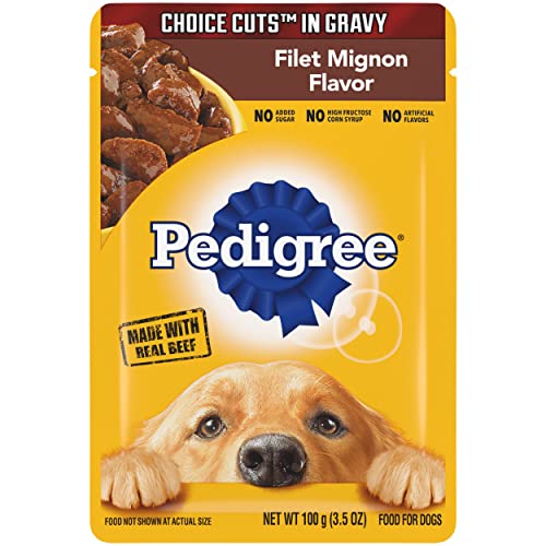 Pedigree Choice Cuts In Gravy Adult Soft Wet Dog Food, Filet Mignon Flavor, 3.5 oz Pouches