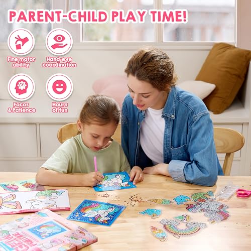 Klever Kits 16 Projects Gem Art, Kids Diamond Gem Painting Kit with 5D Gem, Arts and Crafts for Girls Ages 6-12, Gem Craft Activities Kits, Premium Art Gift Ideas for Girls Crafts Ages 6, 7, 8+