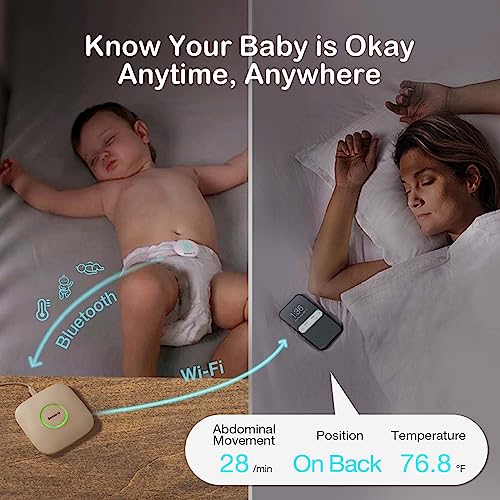 Sense-U Smart Baby Monitor Pro(Long Range)+2K PTZ Camera: Track Abdominal Movement with Arousal Vibration, Rollover, Feeling Temp, 2K Video, Background Sound & Motion Detection, No Monthly Fee