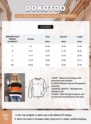 Dokotoo Sweaters for Women Color Block Sweater Round Neck Striped Winter Sweaters for Women Tops for Women Trendy Light Green Medium