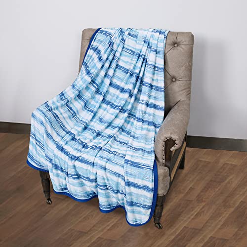 YINFUNG Blue Cooling Blanket for Hot Sleepers Tie Dyed Summer Blanket Night Sweat Silky Arc Chill Cold Blanket for Hot Flashes Coastal Q-max 0.5 100% Rayon Derived from Bamboo Ombre Sea 60×80IN