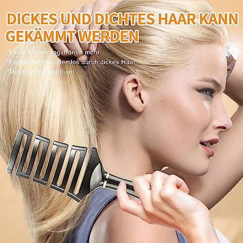 SHINLEA Vented Detangle Hair Brush | Curved Detangling Brush for Blow Drying Curly Thick Hair | Elastic Anti-Tangle Detangler Hairbrush | Professional for Wet & Dry