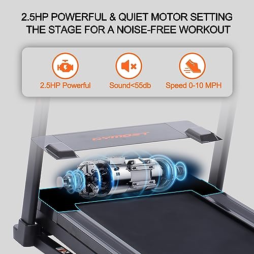 GYMOST Treadmills for Home 2.5HP Folding Treadmill with LCD Display,Incline Treadmill 300 LBS Weight Capacity for Walking and Running
