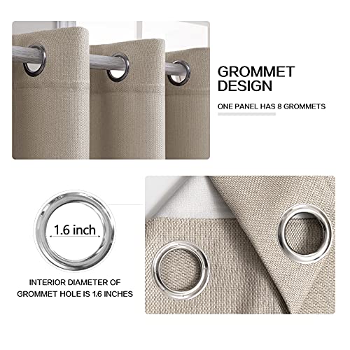 MIULEE 2 Panels Linen Curtains 72 Inches Long Light Grey Blackout Curtain Panels for Bedroom/Living Room Curtain Drapes Thermal Insulating Texture Grommet Top -Clay