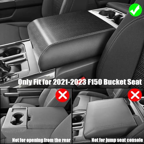 ANMOSVO Center Console Armrest Cover for Ford F150 Accessories Interior 2021 2022 2023 Middle Console Lid Seat Cover Protector Elbow Cushion Pad (Carbon Fiber Texture)