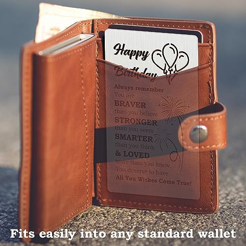 CINRLLA Engraved Wallet Card Birthday Gifts for Men, Happy Birthday Card for Him Her, Birthday Card Gifts for Boys Girls, WCB01