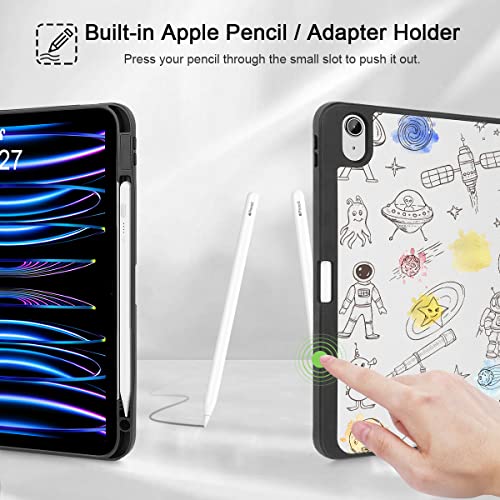 Tuiklol Case for iPad Air 6th Generation 11inch 2024 / iPad Air 10.9 inch 5th 4th Gen 2022 2020 Release with Pencil Holder, Slim Protective Auto Sleep/Wake Trifold Stand Tablet Cover,Leopard