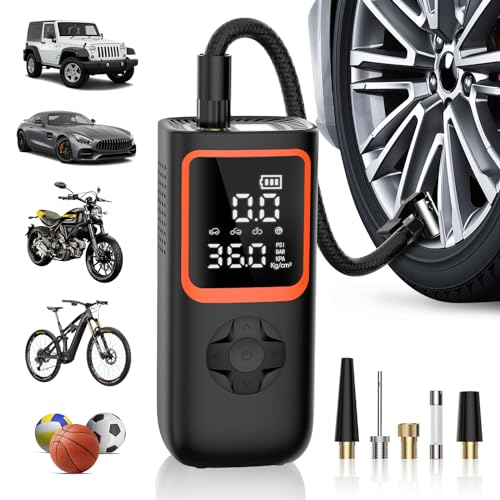 Tire Inflator Portable Air Compressor - 20000mAh & 150PSI Cordless Air Pump for Car Tires with Pressure Gauge & LED Light, 2X Faster Inflation Electric Air Compressor for Car Bikes, Motorcycle, Ball