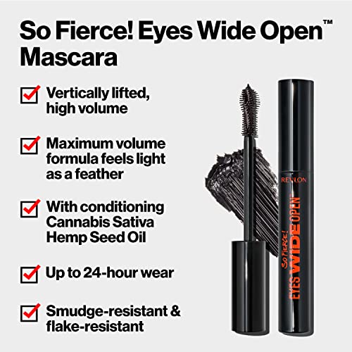 Revlon So Fierce! Eyes Wide Open Mascara with Push-up Brush, For Volumizing & High Lifting Eyelashes, Smudge-proof, Flake Resistant, 103 Black Brown, 0.24 fl oz.