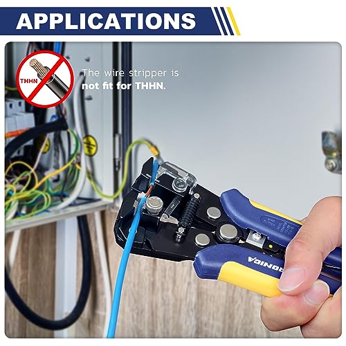 haisstronica Self-Adjusting Wire Stripper, 3 in 1 Stripper/Cutter/Crimping Heavy Duty Automatic Electrical Wire Strippers for 10-24 AWG