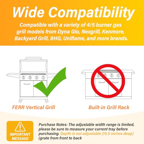 Grease Tray with Catch Pan for Dyna Glo Grill Replacement Parts - Universal Drip Pan for 4/5 Burner Gas Grill Models from Nexgrill, Expert Grill, Kenmore, BHG and More (24"-30") (Silver)