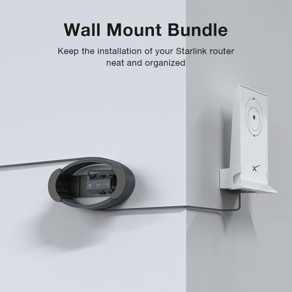 Holicfun Wall Mount for Starlink Mesh WiFi Router V2 Bundle with Starlink Ethernet Cable Caddy and Starlink Ethernet Adapter Holder