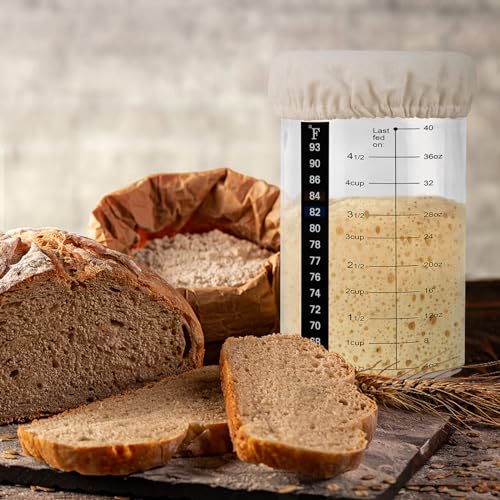 10 PCS Sourdough Starter Jar Kit Replacement Set with Scraper, Cloth Cover, Temperature Strip, Feeding Date Band, and Cleaning Brush - Upgrade Your Jar, Suitable for Jars with Diameter 3.15-4.50 inch