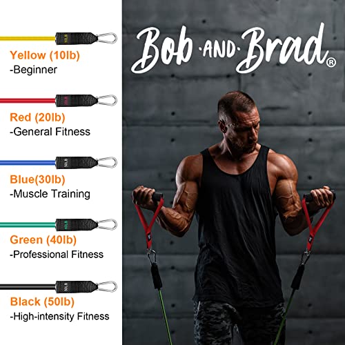 BOB AND BRAD Resistance Bands, Resistance Bands Set for Workout Stackable Up to 125 lbs, Exercise Bands with Door Anchor, Ankle Straps, Handles and Carry Case for Strength, Yoga, Gym for Men and Women