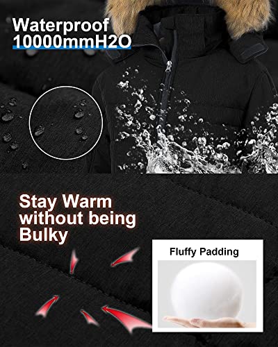 Pursky Ski Jacket Women Plus Size Winter Coats Waterproof Windproof Print Fully Taped Seams Snow Coat Warm Windbreaker Star M