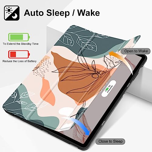 Tuiklol Case for Samsung Tab S8 Plus 2022 & S7 FE 2021 & S7 Plus Release 12.4 inch Cover Slim TPU Back Protective with Pencil Holder & Trifold Stand and Auto Wave/Sleep for Tab S8 Case，Moon