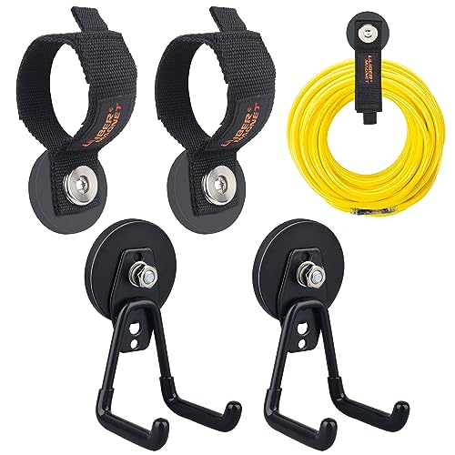 ULIBERMAGNET Heavy Duty Large Garage Magnet Hooks, 2 Pack Strong Storage Utility Magnetic Hooks with Anti-Slip Coating for Indoor & Outdoor Hanging (Orange)