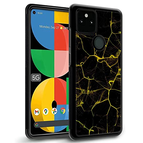 Goodsprout Compatible with iPhone 15 Plus Case,Black Yellow Marble Floor Amazing Pattern Design Shockproof Anti-Scratch Hard PC Back Case for iPhone 15 Plus