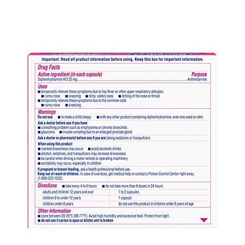 Benadryl Liqui-Gels Antihistamine Allergy Medicine & Cold Relief, Dye Free, 24 ct