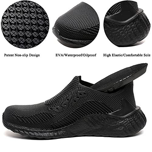 lozoye Professional Chef Clogs for Men Non Slip Oil Water Resistant Food Service Work Sneakers Comfort Casual Shoes (Numeric_7) Black