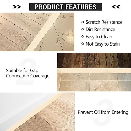5Ft Floor Transition Strip Self Adhesive Vinyl Cover Floor Strip Flat Divider Transition Strip Wood Grain Design for Laminate Floor Gaps and Doorway Transitions (5Ft x 2 Inch, Light Brown)