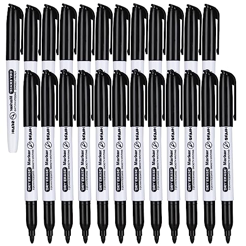 SFAIH Fine Tip Dry Erase Markers - 12 Pack Black Whiteboard Erasable Markers Bulk for Kids Adults, Ideal for Classroom School Office Home Use on White Board, Non-Toxic Easy Clean