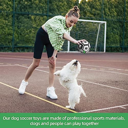 QDAN Extra Large Dog Toys Soccer Ball - Durable Dog Balls for Extra Large Dogs with Straps, Interactive Dog Tug Toy with Strap for Tug of War (9 Inch)