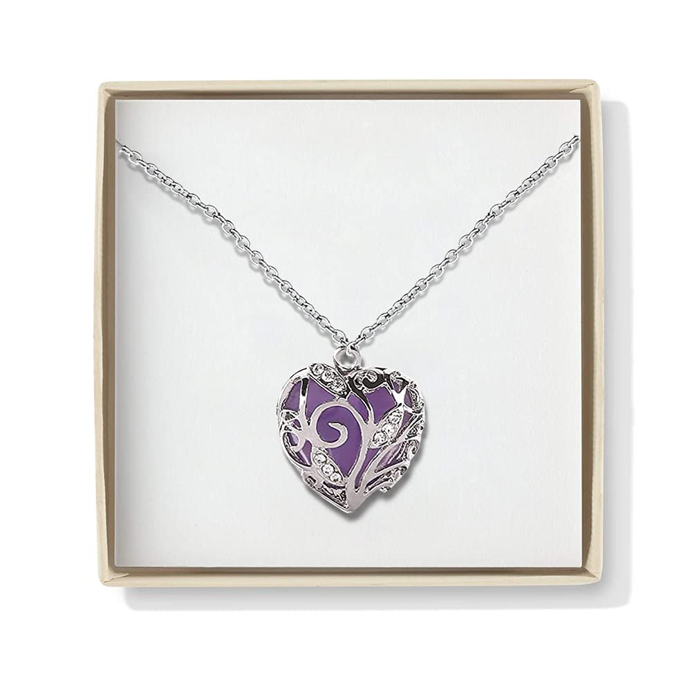 Hithop Glow in Dark Women Necklace Hollow Out Heart Crystal Pendant Luminous Chocker Necklace