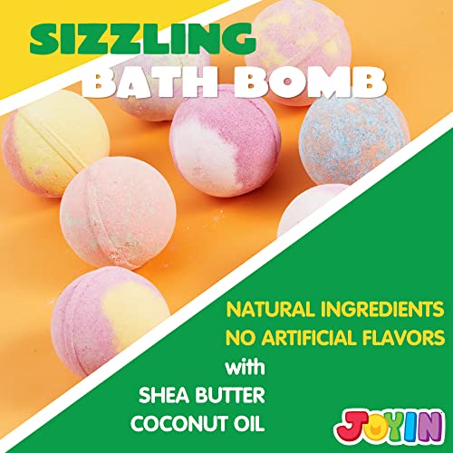 JOYIN 8 Pack Big Bath Bombs for Kids with Mochi Toy, Surprise Toy Inside, Natural Essential Oil SPA Bath Fizzies Set, Kids Safe Party Favors for Boys and Girls