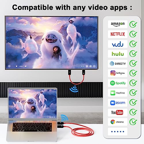 LXJADAP Wireless HDMI Transmitter and Receiver,Portable Wireless HDMI Extender Kit,Plug&Play,5GHz 1080P 60fps Video Audio Projection for Laptop