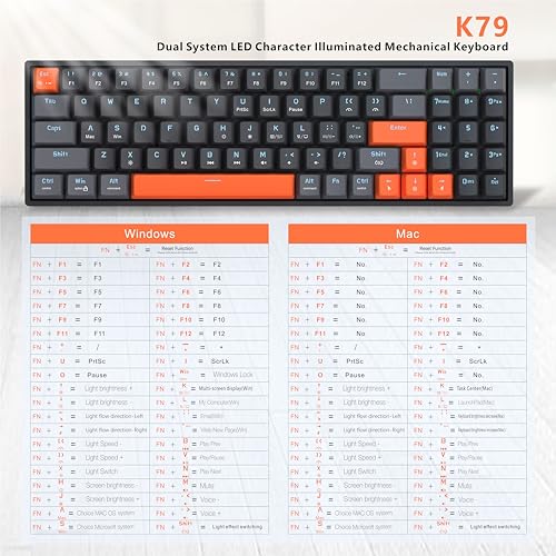 Odycle Wired Gaming Mechanical Keyboard, Portable LED Backlit Keyboard, 78 Keys 60% Mini Keyboard with Hot Swappable Red Switch, USB-A and Type-C Receiver for PC, Mac and All Type-C Devices, Black