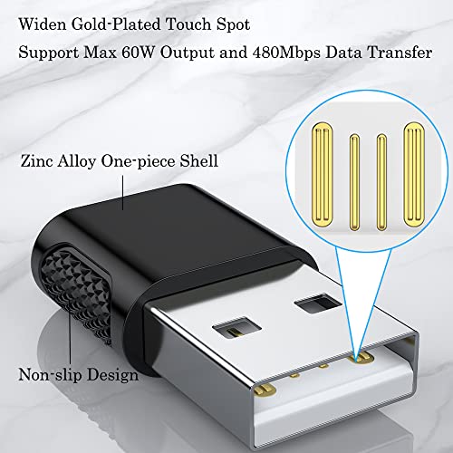 AuviPal USB C Female to USB Male Adapter 2 Pack, USB Type C Cable to USB A Charger Converter for Apple Watch Ultra SE Series 8 7, iPhone 14 13 12 11, AirPods, iPad and More - Black