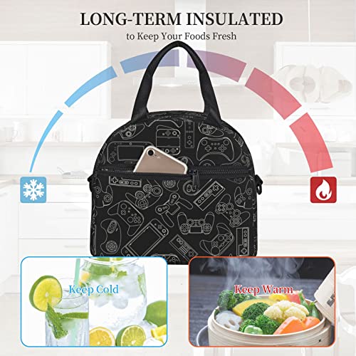 Perinsto Monster Truck Cars Pattern Lunch Bag, Reusable Insulated Lunch Box with Adjustable Shoulder Strap, Eco-friendly Aluminum Foil, 9 x 5 x 7.8 Inches