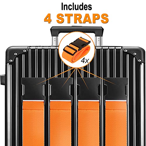 Luggage Straps for Suitcases TSA Approved Travel Belt 4 Pack by Chelmon (01 Orange)