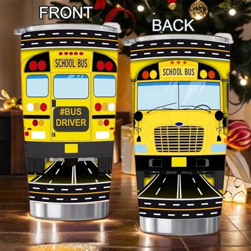 GemsLives Bus Driver Appreciation Gifts - School Bus Driver Gifts Tumblers Cup Stainless Steel Drinking Cup Idea Presents for Bus Driver - Gifts for Retired Bus Driver