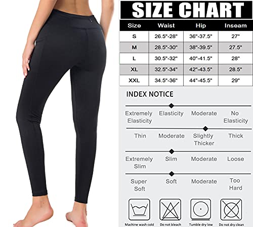 Neonysweets High Waist Yoga Leggings with Pockets Workout Athletic Running Pants Leggings Wine Red M