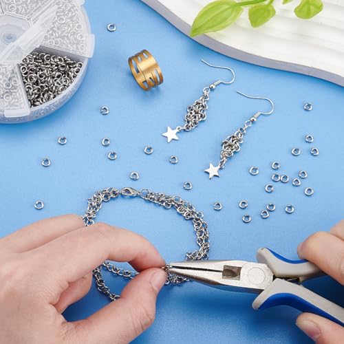 PH PandaHall 304 Stainless Steel Jump Ring, 550pcs 8mm Open Jump Rings 18-Gauge O Ring for Earring Bracelet Necklace Pendant Jewelry DIY Craft Making
