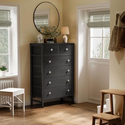BOLUO White Chest of Drawers for Bedroom Dresser with 6 Drawer Fabric Dressers for Closet Girls Modern