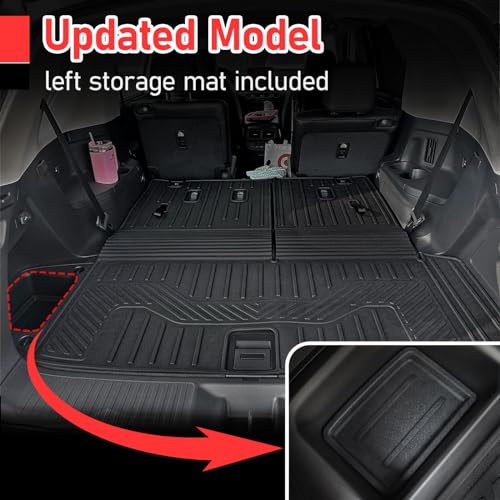 HOUCLEMIC Cargo Mat for Honda Pilot Accessories 2025 2024 2023, Trunk Mat with Backrest Mat and Left Storage Mat Cargo Liner for Trailsport TS EXL Touring Elite