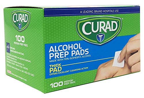 CURAD Alcohol Prep Pads (Pack of 4 Boxes), Thick Alcohol Swabs (package may vary)
