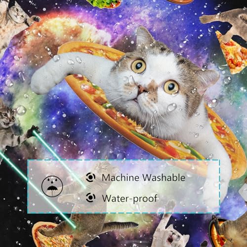 Emwnodti Cute Funny Cat Shower Curtain for Kids, Cool Fun Cute Cats Starry Sky Nebula Galaxy for Kid Bathroom Decor, Polyester Waterproof Durable Bathroom Accessory Set with 12 Hooks 72x72 inch