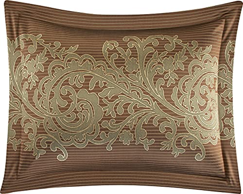 Stratford Park Black/Gold Comforter Set Queen Size, 7 Piece, Bedding Comforters & Sets, Pillow Shams Bedskirt, Jacquard Bedding Set, All Season