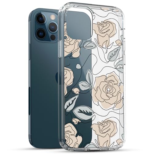 RANZ Compatible with iPhone 12 Mini 5G Case, Anti-Scratch Shockproof Series Clear Hard PC+ TPU Bumper Protective Cover Case for iPhone 12 Mini (5.4 inch) - White Flower