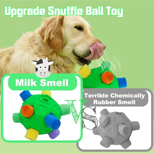 Lmhce Snuffle Ball for Dog Interactive Dog Puzzle Ball Snuffle Mat Puppy Treat Dispenser, Natural Foraging Skills Slow Feeder Training Dog Sniff Toy (Green)