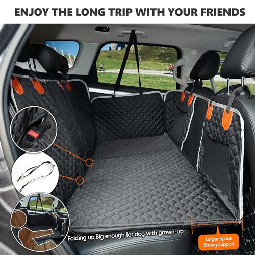 ANOSOSPECIAL Dog Back Seat Cover Extender,Waterproof Camping Pet Hammock Travel Bed,Easy Clean for Car SUV Truck (Black)