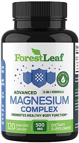 ForestLeaf Magnesium Complex 500mg - Magnesium 500mg Capsules - Magnesium Supplement 500 mg - Magnesium for Sleep, Magnesium for Constipation - Magnesium Supplement for Women (120 Ct)